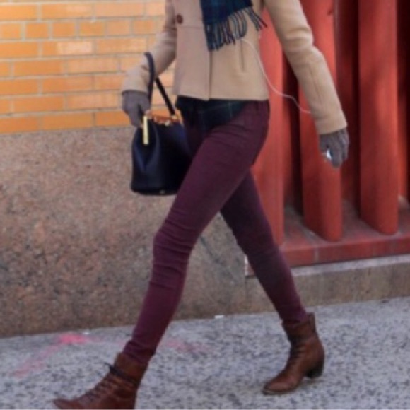 Calvin Klein Denim - Calvin Klein Jeans Solid Burgundy Stretch Pants